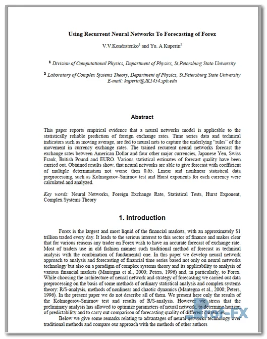 Using Recurrent Neural Networks to Forecasting of Forex pdf